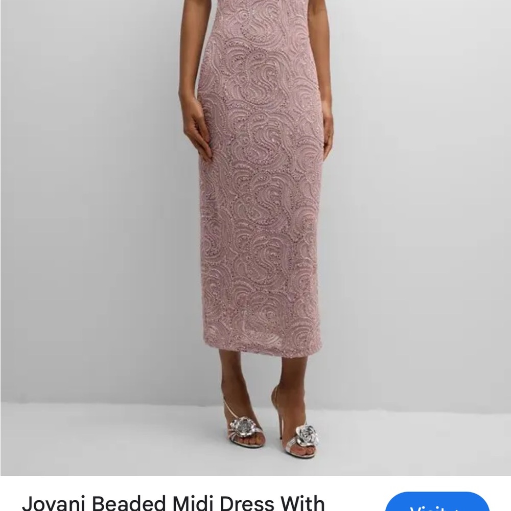 Jovani Pink Beaded Midi Dress